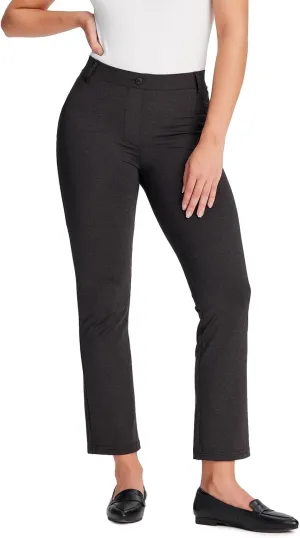 Yogipace,Belt Loops,Women's Petite/Regular/Tall Flare Cropped Yoga Dress Pants Capris Stretchy Work Ankle Pant