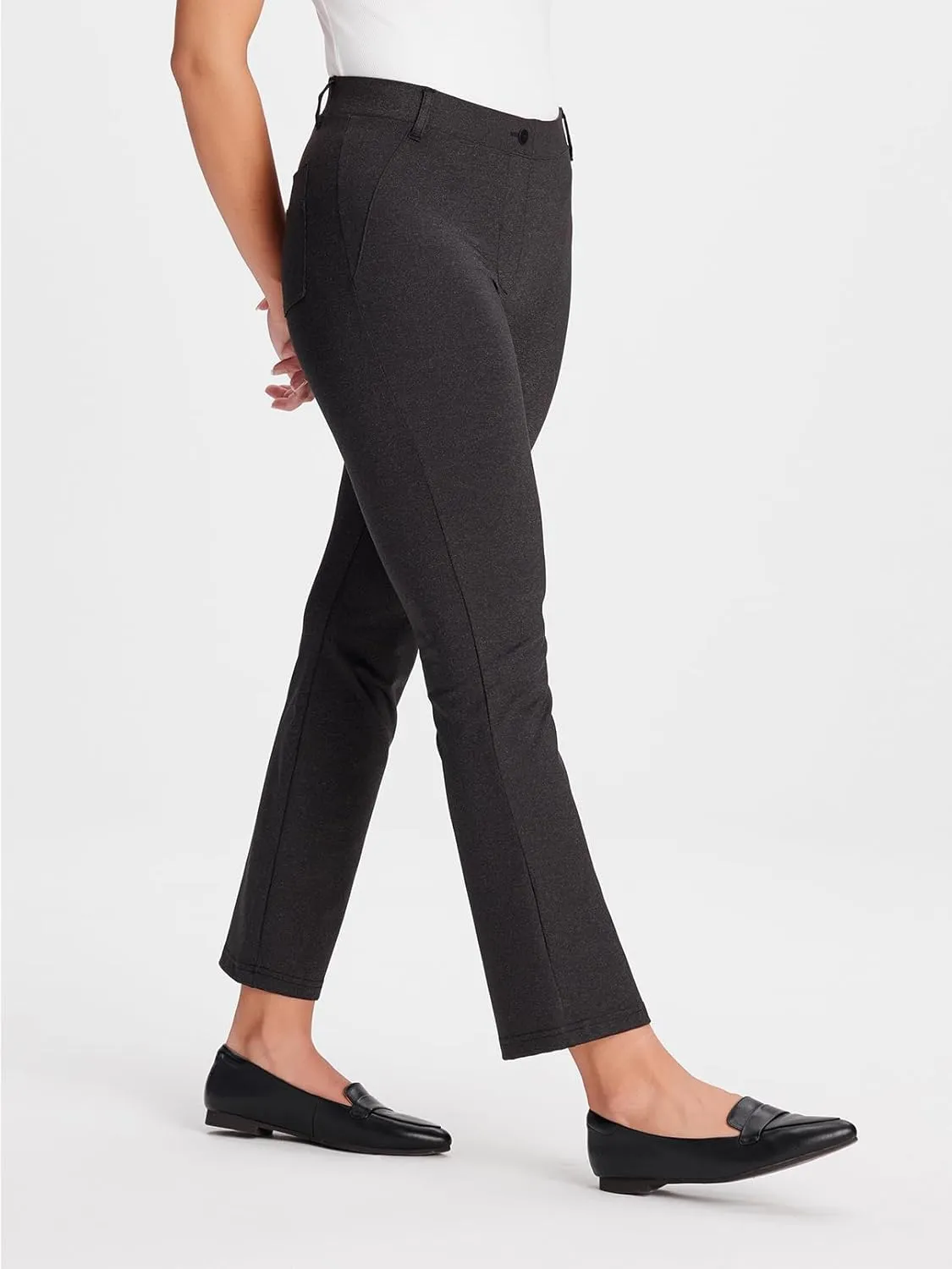 Yogipace,Belt Loops,Women's Petite/Regular/Tall Flare Cropped Yoga Dress Pants Capris Stretchy Work Ankle Pant