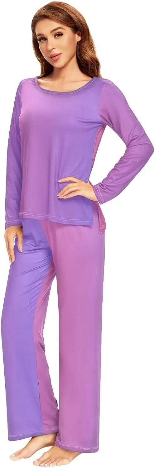Yuiboo Womens Pajamas Sets Comfortable Round Neck Long Sleeve Pajama Set Nightwear Lounge Sets S