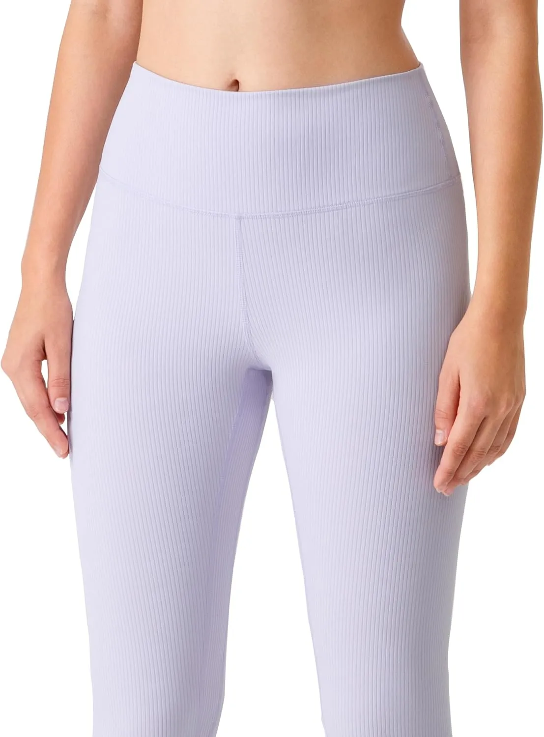 YUNOGA Women's Ribbed High Waisted Tummy Control Leggings Buttery 25" Inseam Workout Yoga Pants